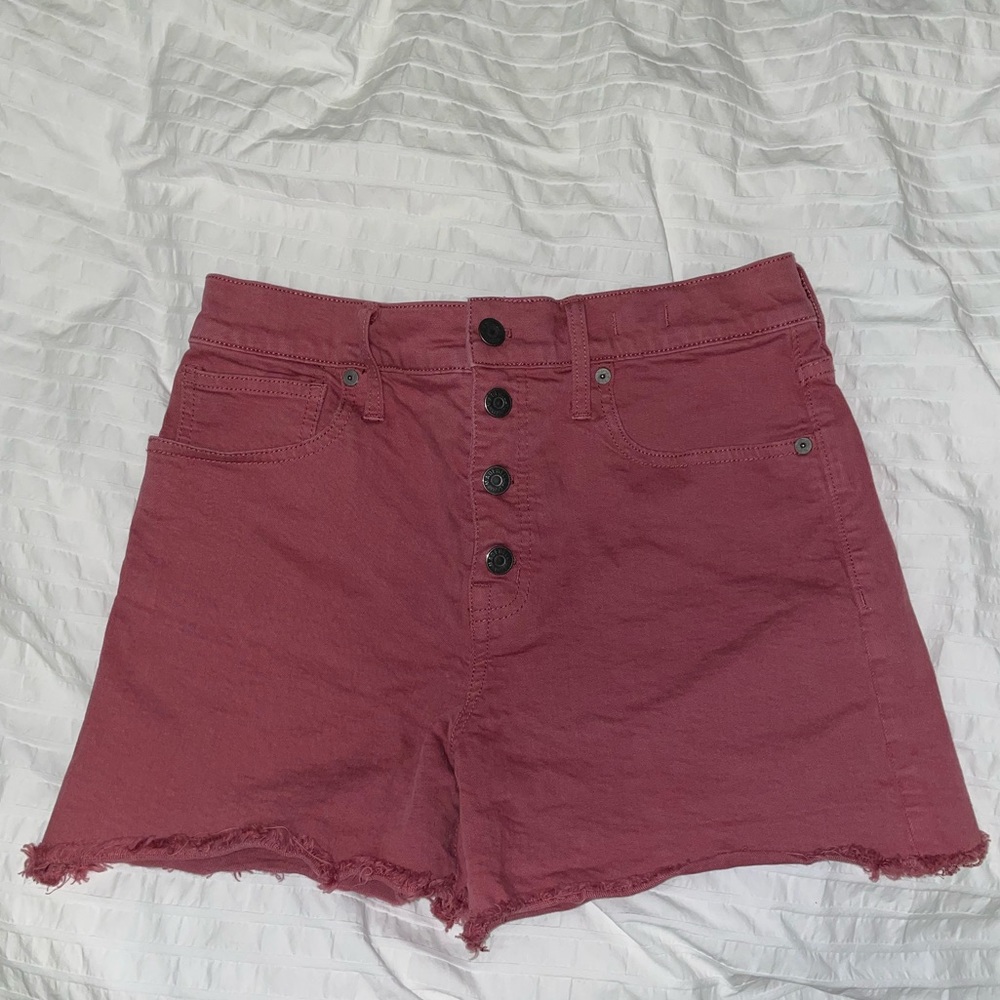 Madewell high rise denim shorts in dusty pink size 27